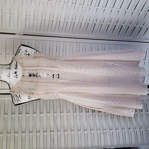 Free people beige semisheer sleeveless embroidery lace dress 8